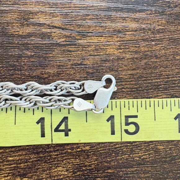 VTG Italy Sterling Silver 925 Heavy Rope Chain Lobster Clasp Necklace Size 29.5" - Picture 10 of 11
